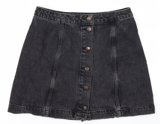 Topshop Womens Black  Denim A-Line Skirt Size 30
