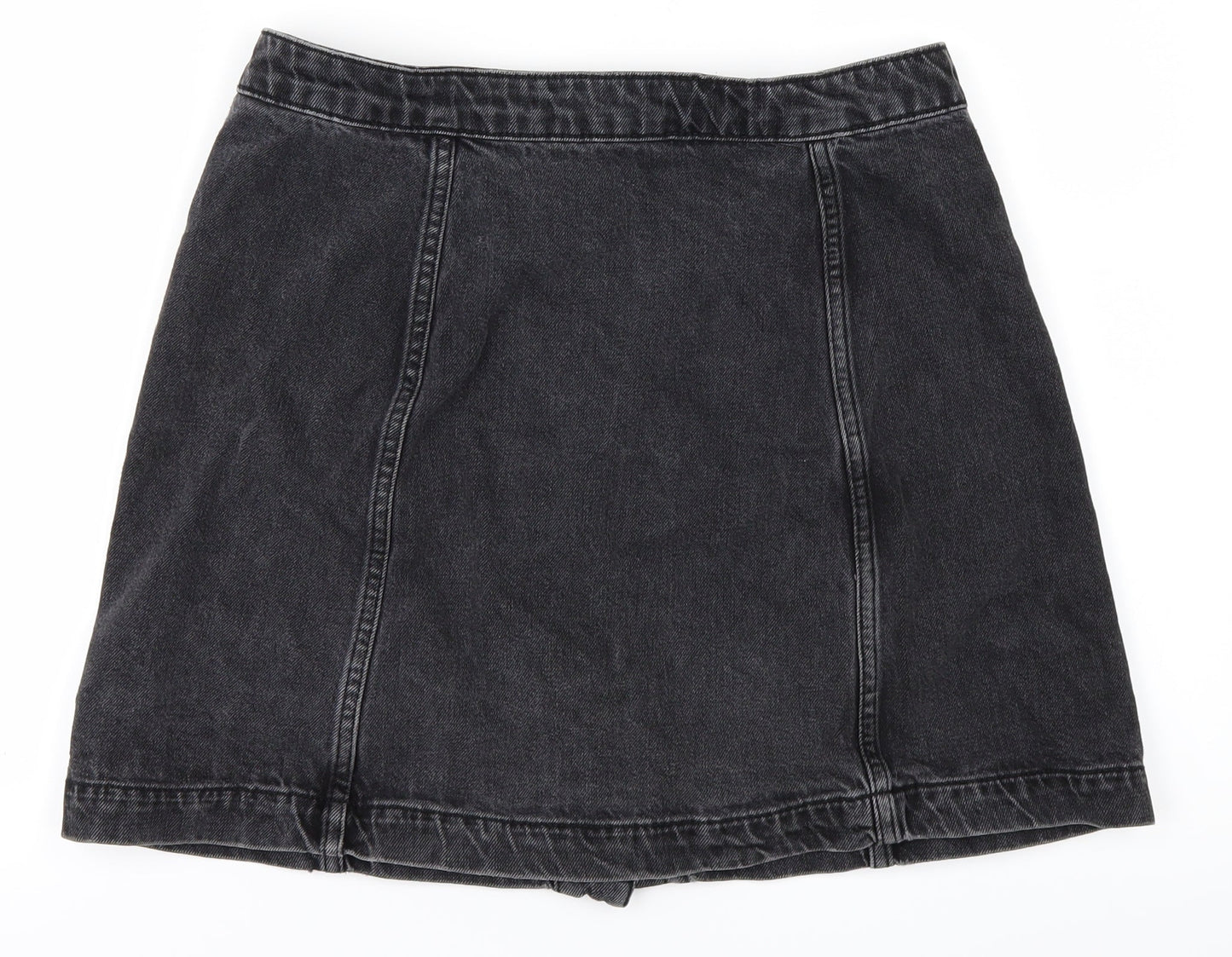 Topshop Womens Black  Denim A-Line Skirt Size 30