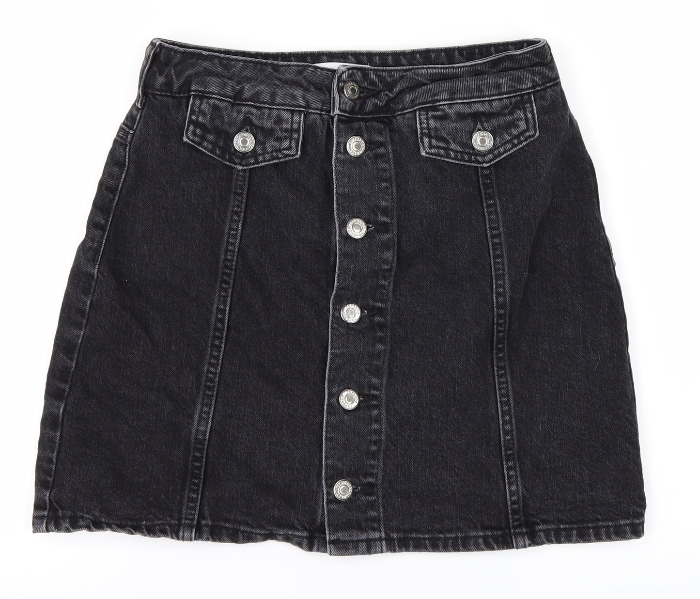 Topshop Womens Black  Denim A-Line Skirt Size 8