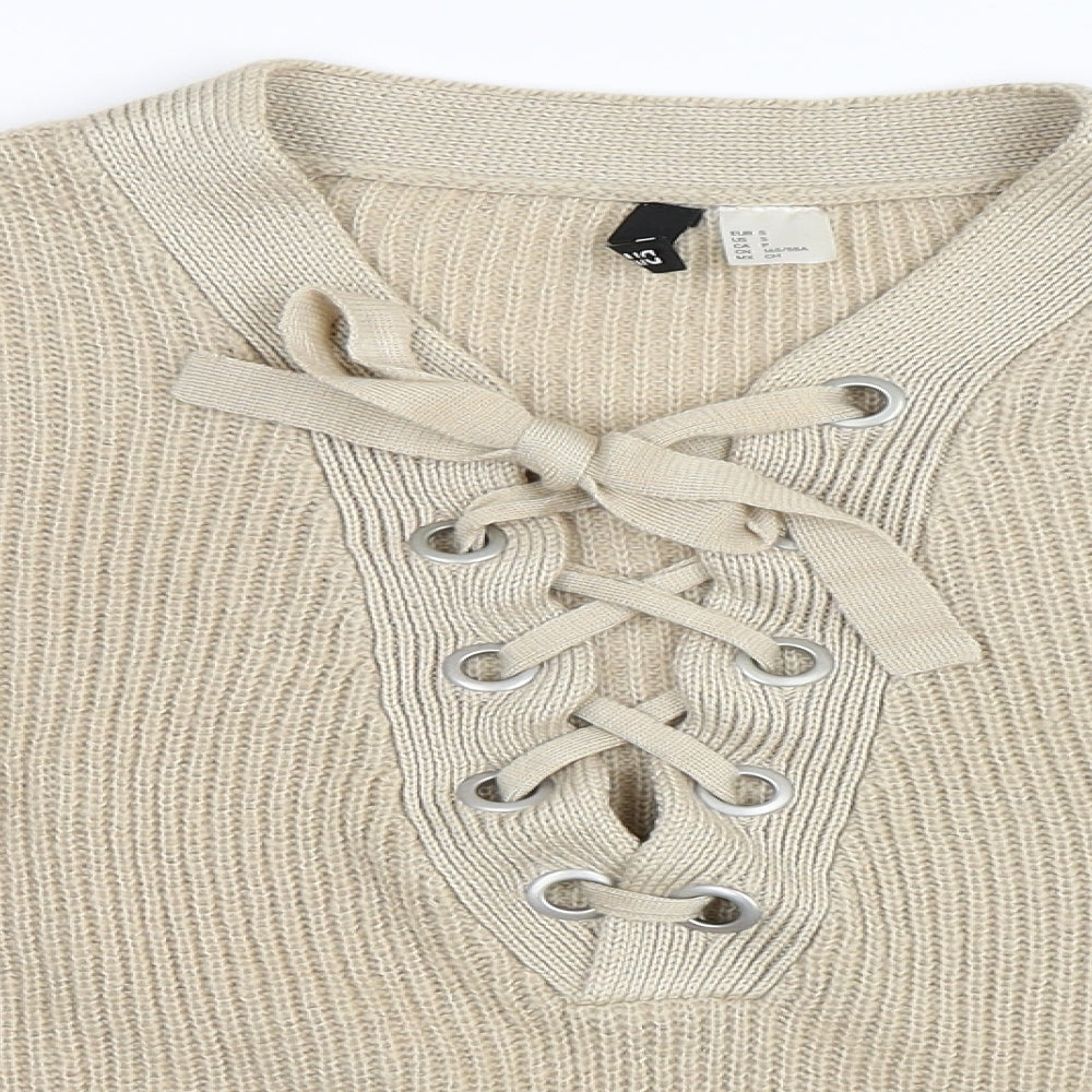 H&M Womens Beige   Pullover Jumper Size S