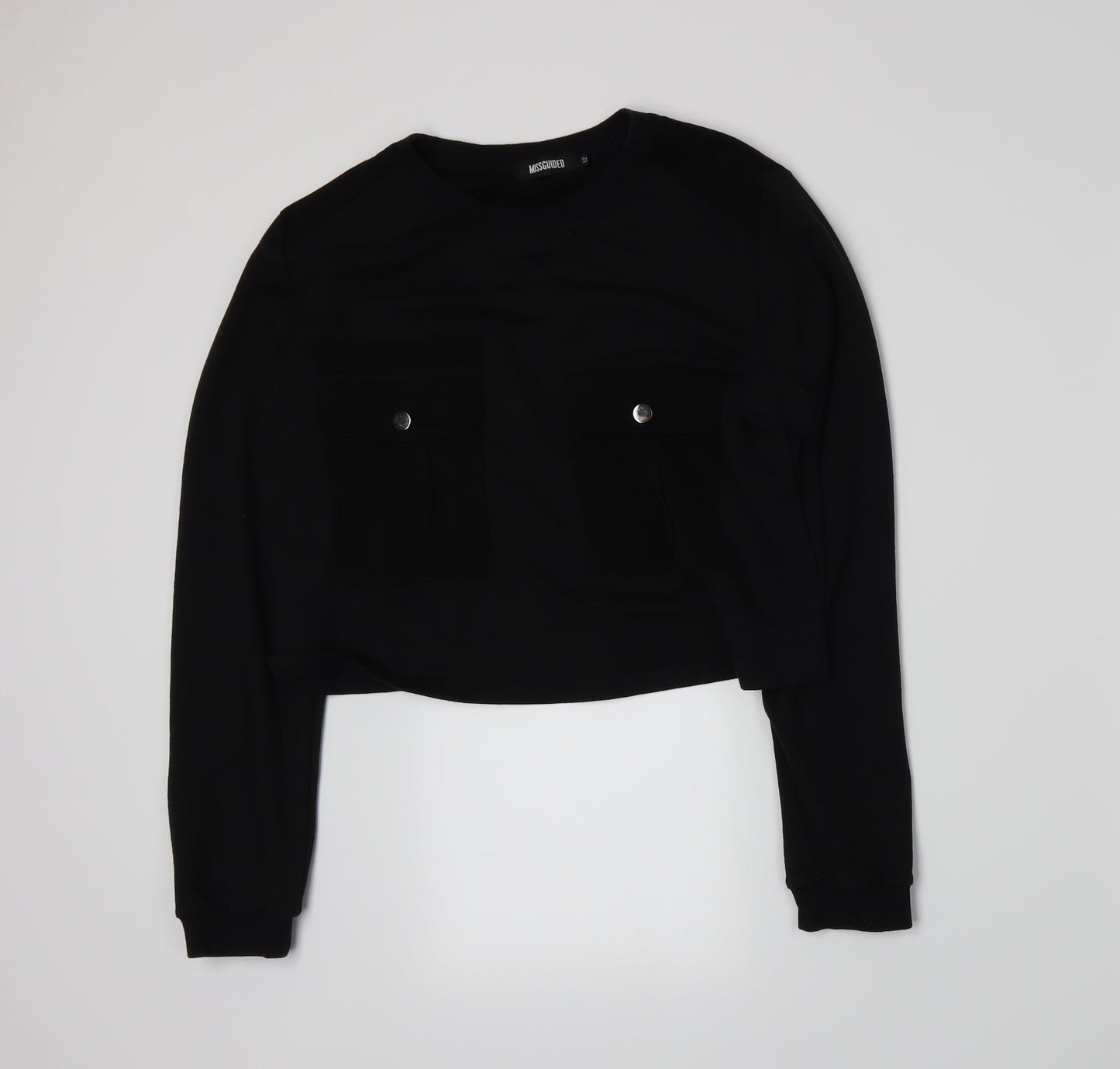 Missguided Womens Black  Jersey Pullover Sweatshirt Size 12