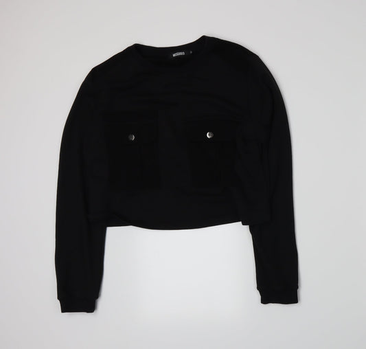 Missguided Womens Black  Jersey Pullover Sweatshirt Size 12
