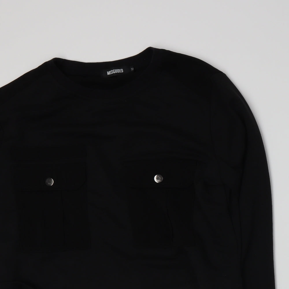 Missguided Womens Black  Jersey Pullover Sweatshirt Size 12