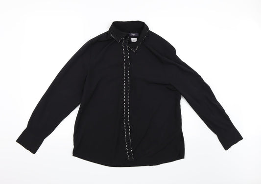TWIGGY Womens Black   Basic Button-Up Size 14