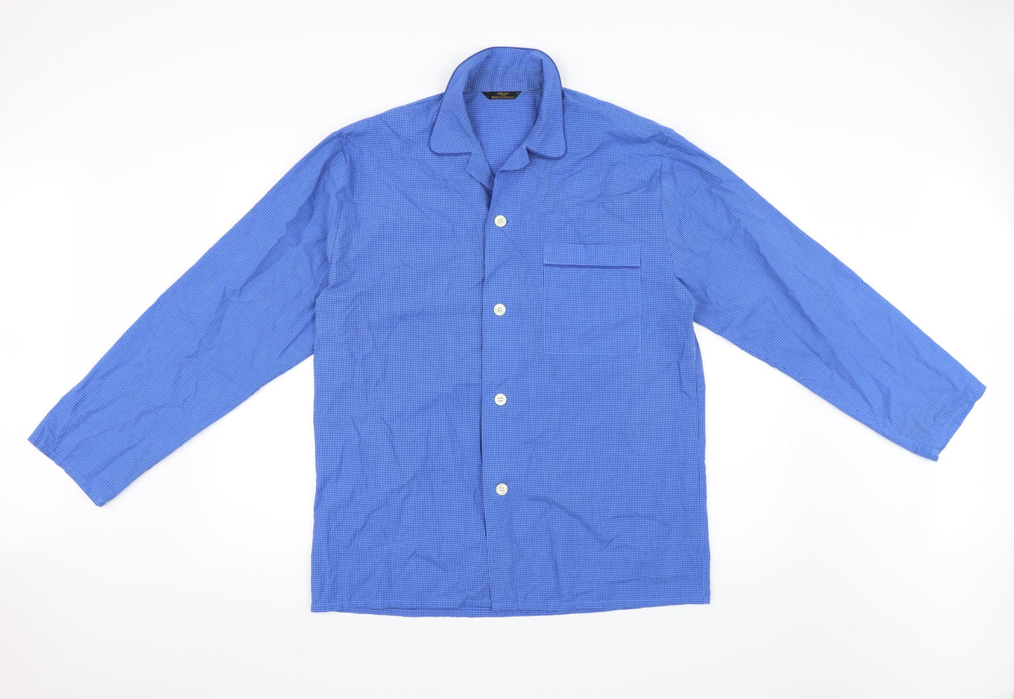 Marks and Spencer Mens Blue Plaid   Button-Up Size M