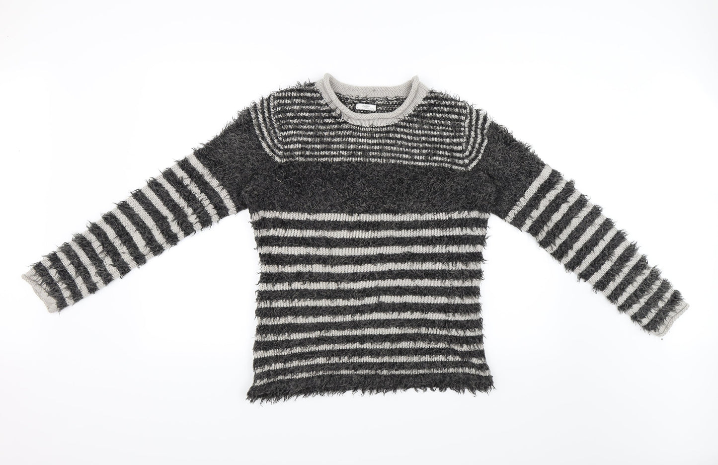 Cotton Traders Womens Grey Striped  Pullover Jumper Size 10
