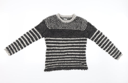Cotton Traders Womens Grey Striped  Pullover Jumper Size 10