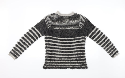 Cotton Traders Womens Grey Striped  Pullover Jumper Size 10