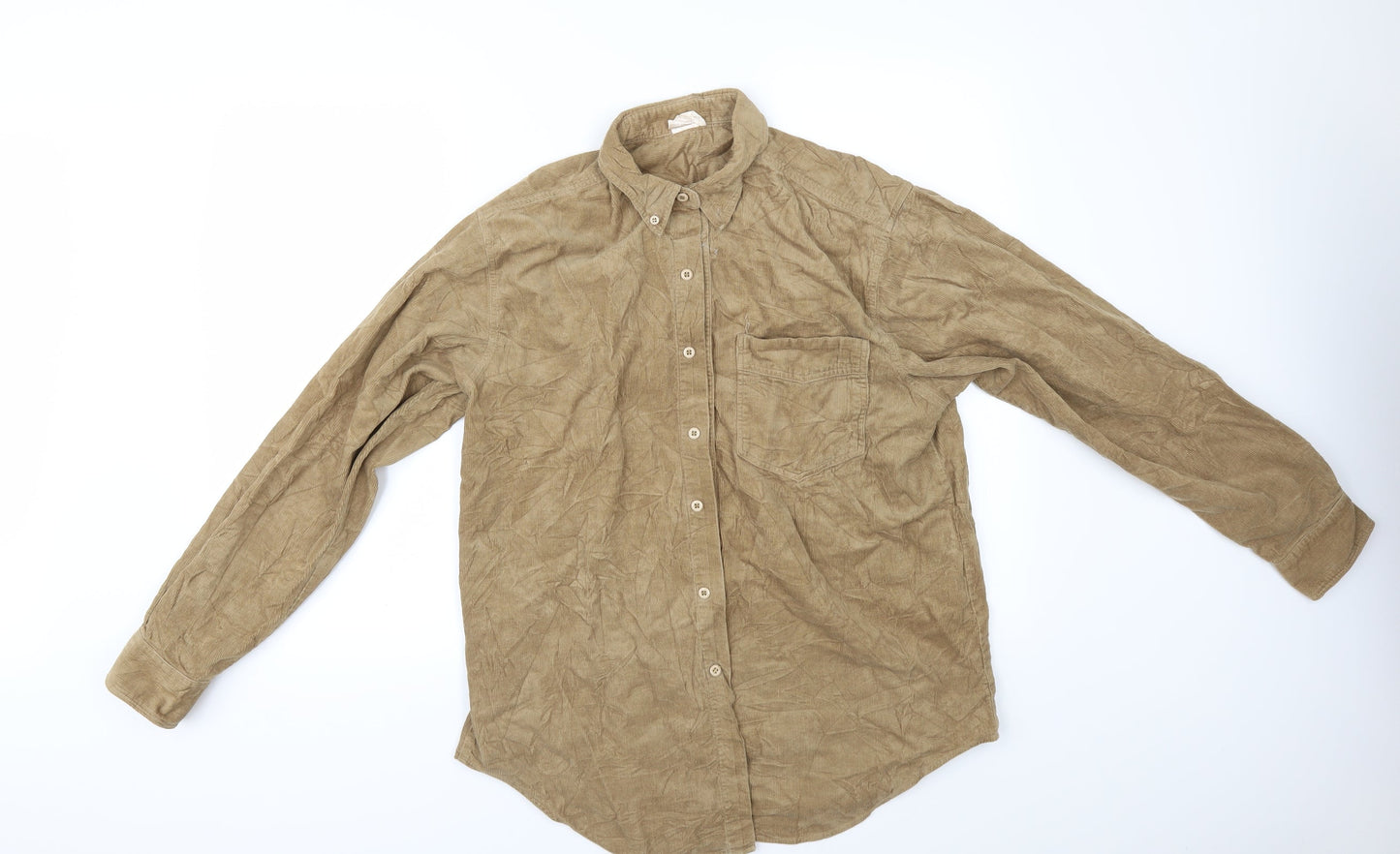 Preworn Mens Beige  Corduroy  Button-Up Size M