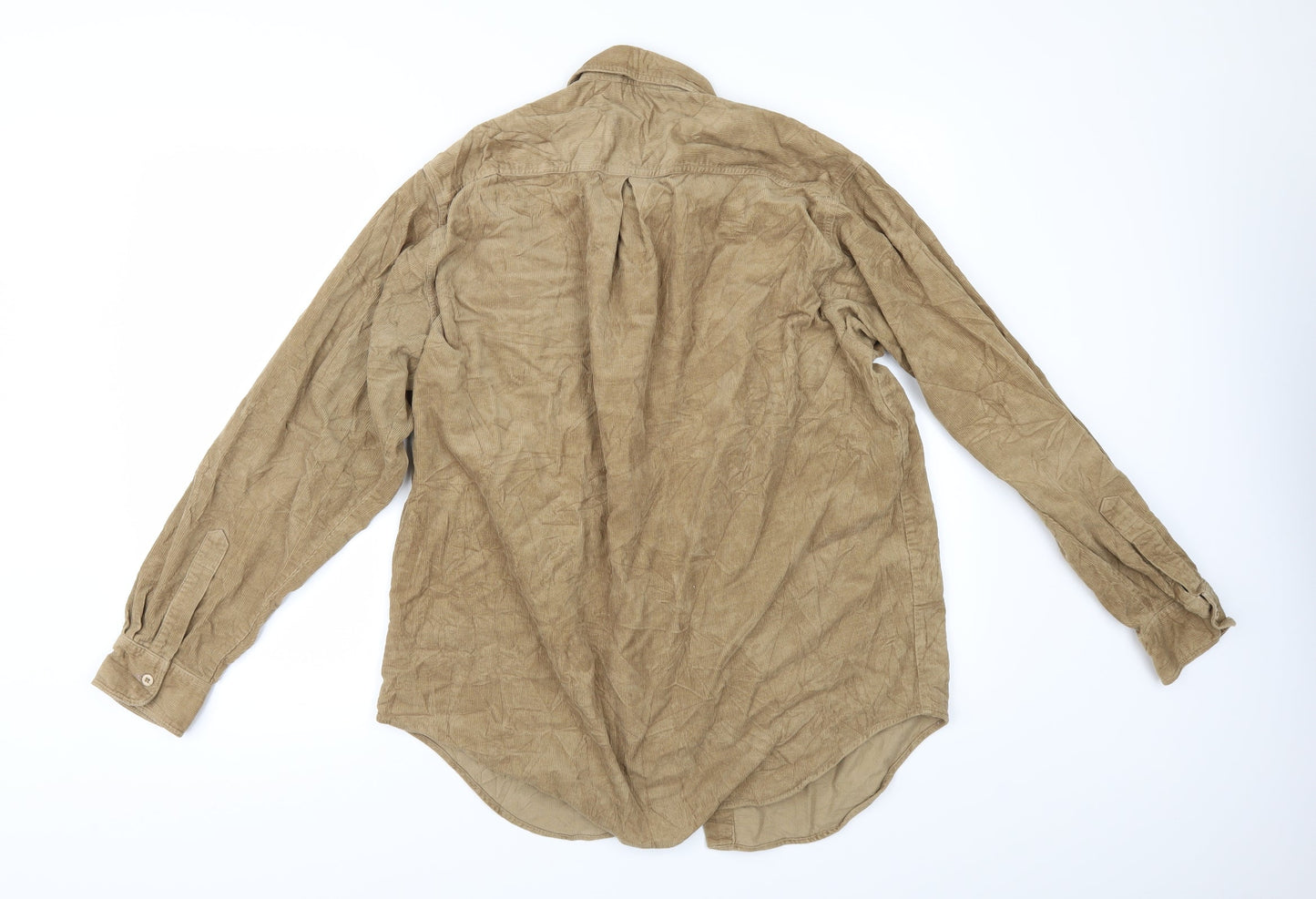 Preworn Mens Beige  Corduroy  Button-Up Size M