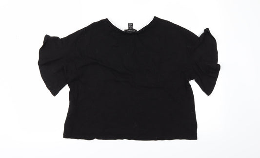 New Look Womens Black Floral  Basic  Size 6  - flared sleeves