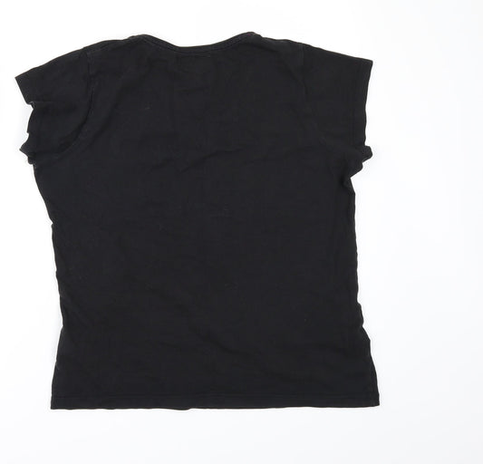 Miss Fiori Womens Black   Basic T-Shirt Size 12