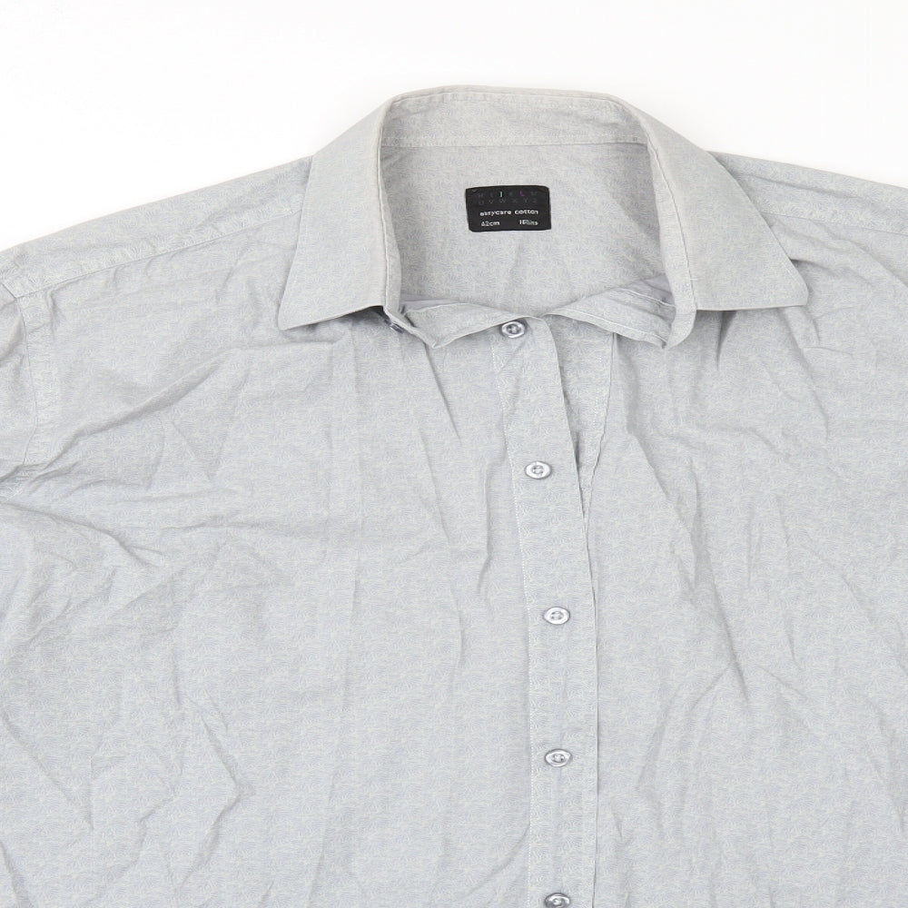 HIJKLM Mens Blue Geometric   Button-Up Size 16