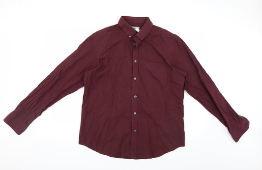 Additional front view of Marks & Spencer men’s purple striped button-up, size L