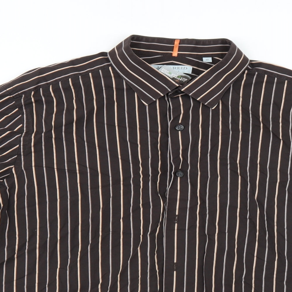 BHS Mens Brown Striped   Button-Up Size XL