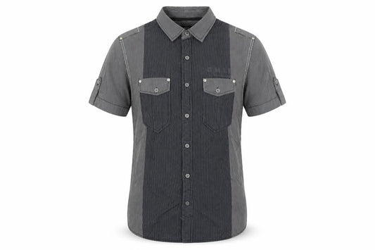 Front view of George men’s grey striped button-up, size S
