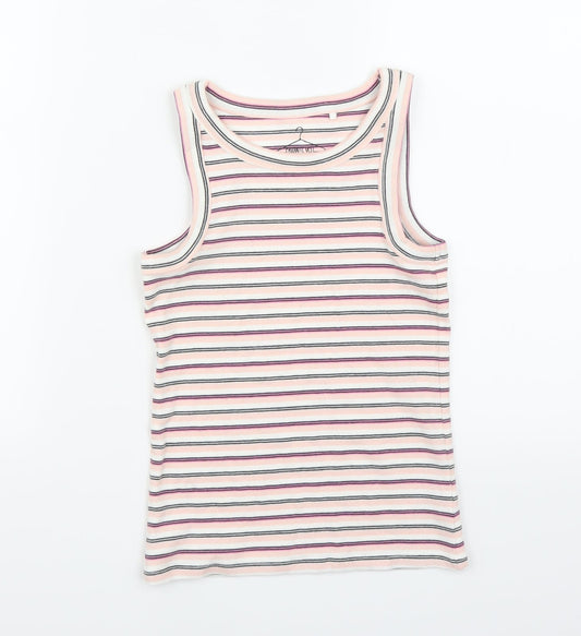 NEXT Girls Pink Striped  Basic Tank Size 9 Years