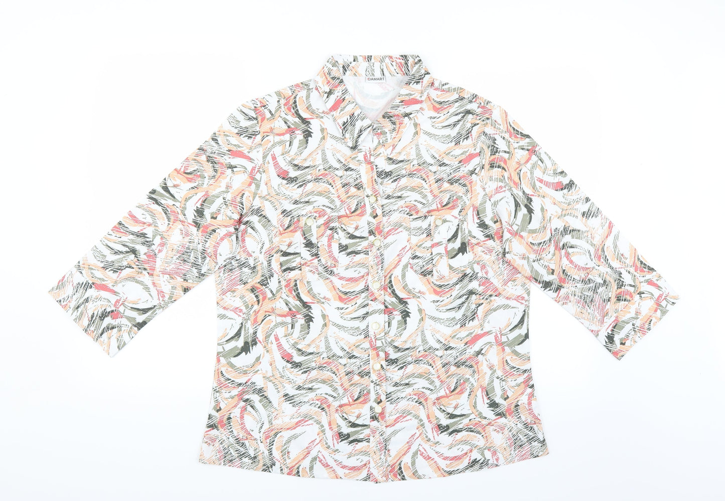 Damart Womens Multicoloured Geometric  Basic Blouse Size 16