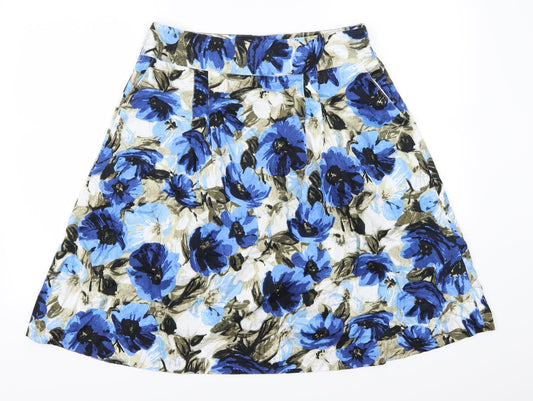 Grace Elements Womens Blue Floral  Skater Skirt Size 8