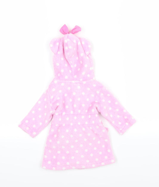 Peacocks Girls Pink Polka Dot Fleece  Gown Size 3-6 Months  - Little mouse