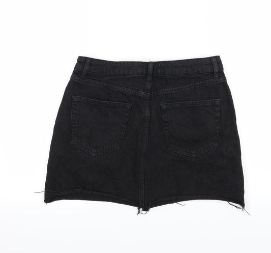 Denim & Co. Womens Black Striped Denim A-Line Skirt Size 12