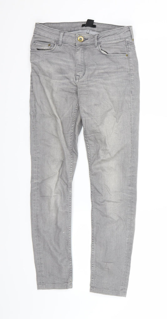 H&M Womens Grey  Denim Skinny Jeans Size 8 L26 in