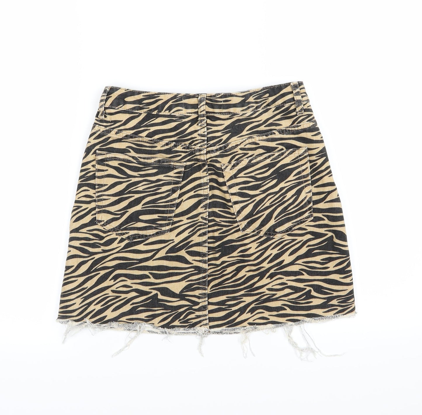Denim & Co. Womens Orange Animal Print Denim A-Line Skirt Size 6