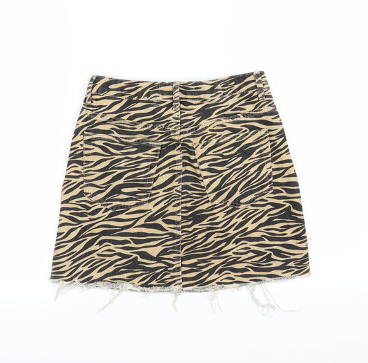 Denim & Co. Womens Orange Animal Print Denim A-Line Skirt Size 6