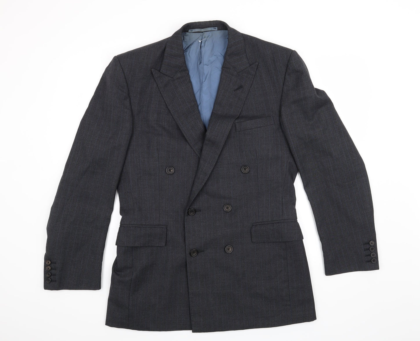Preworn Mens Grey Striped  Jacket Suit Jacket Size 40