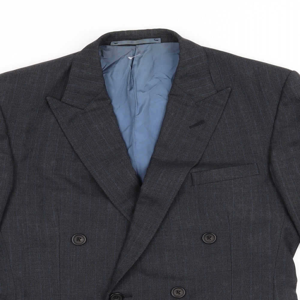 Preworn Mens Grey Striped  Jacket Suit Jacket Size 40