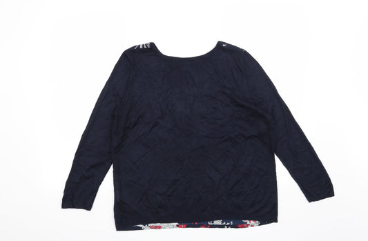 Warehouse Womens Blue Floral  Pullover Jumper Size M