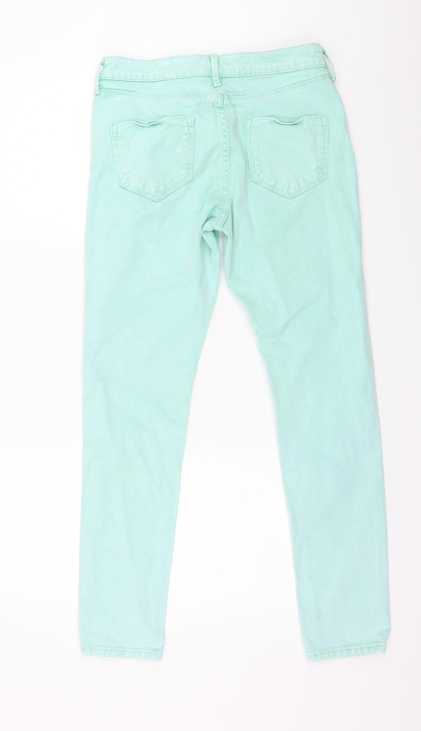 Topshop Womens Green  Denim Skinny Jeans Size 30 L30 in