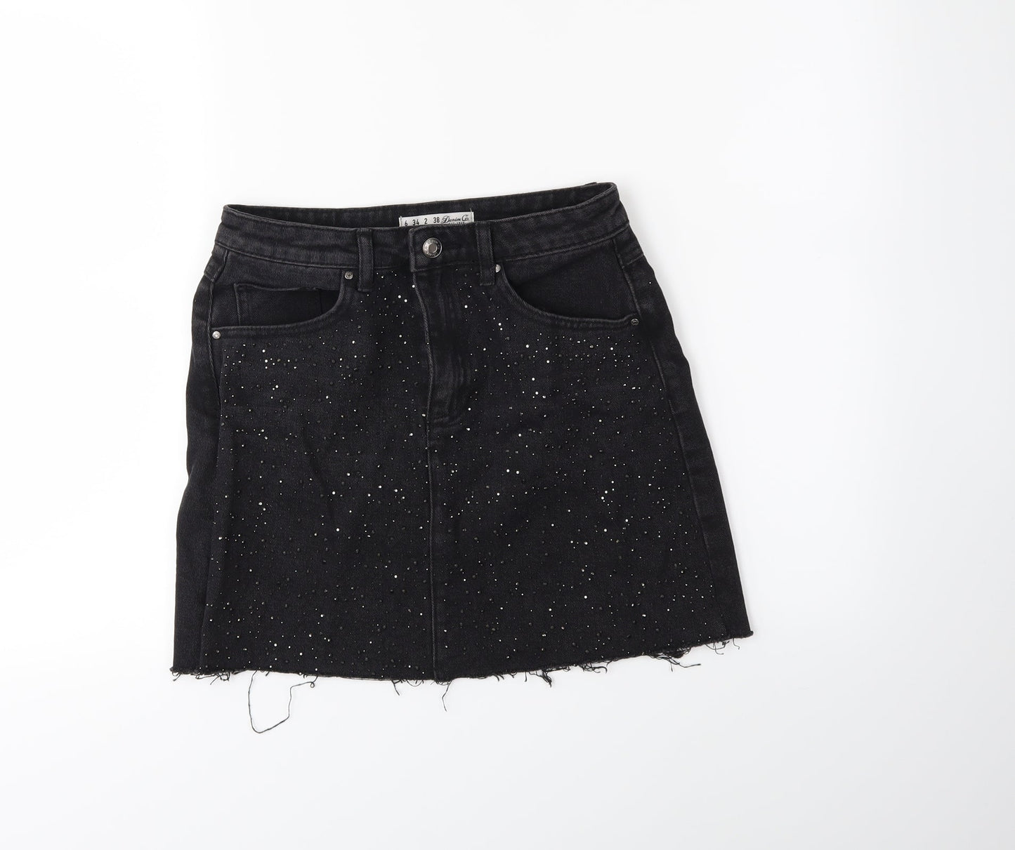 Denim & Co. Womens Black  Denim Mini Skirt Size 6