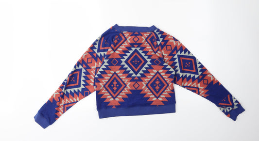 River Island Womens Blue Geometric  Pullover Sweatshirt Size S