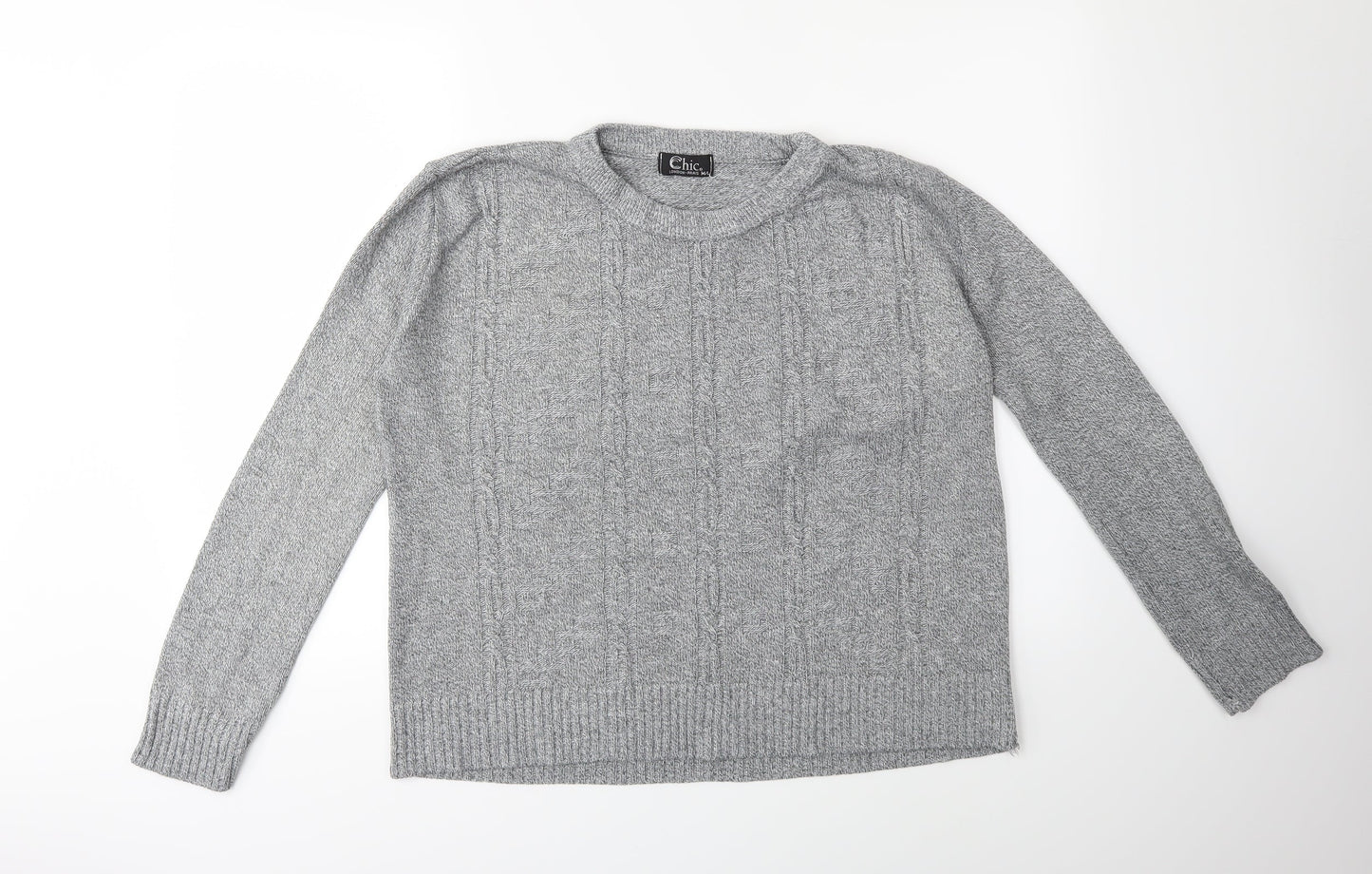Chic London Paris Womens Grey  Knit Pullover Jumper Size M