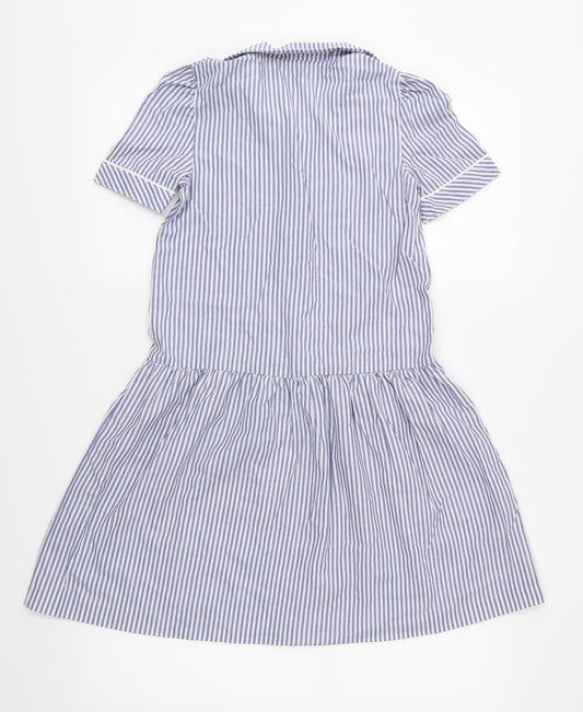 St Michael Girls Blue Striped  Fit & Flare  Size 10 Years