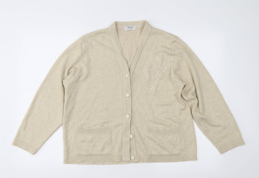 Care Womens Beige  Knit Cardigan Jumper Size M