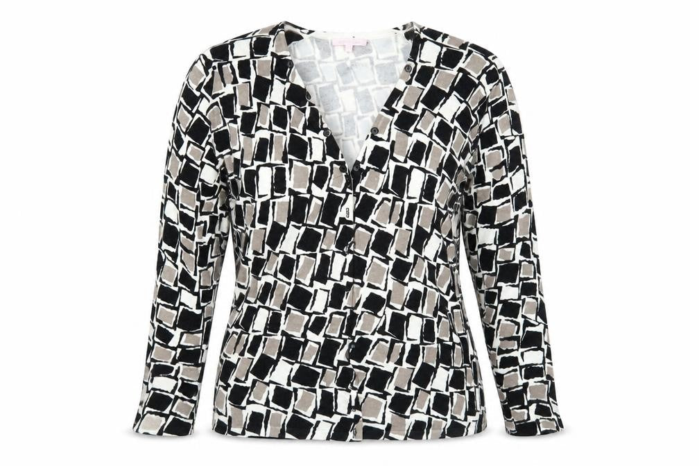 Front view of Christina women’s white cardigan jumper, size L