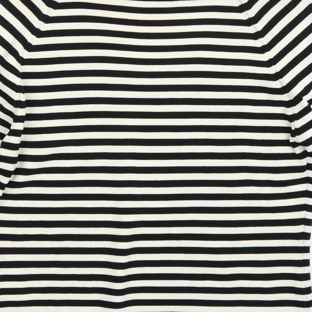 Joella Di Marco Womens White Striped  Pullover Jumper Size L