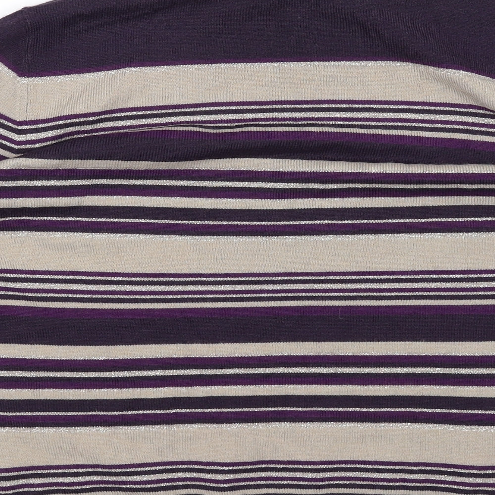 Classic Womens Purple Striped  Pullover Jumper Size 10