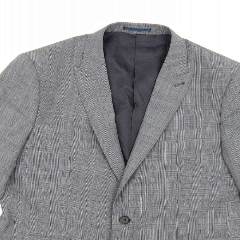 Taylor & Cutter Mens Grey Check Rayon Jacket Suit Jacket Size 40