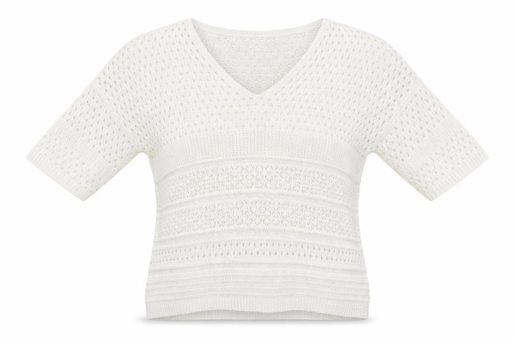 Front view of Papaya women’s white knit jumper, size M