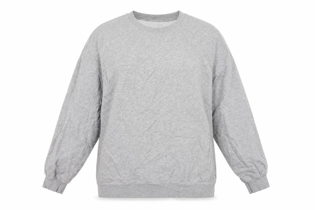 Front view of Divided by H&M women’s grey jersey pullover sweatshirt, size M