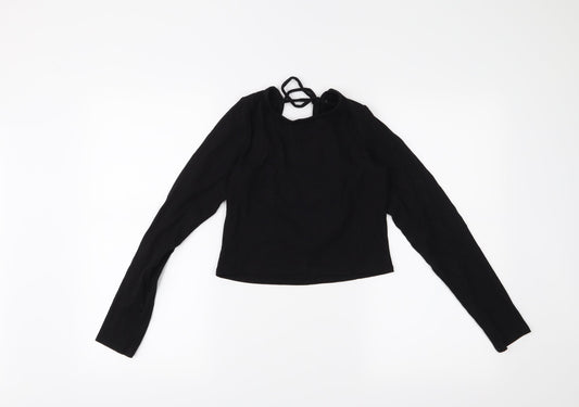 MONKL Womens Black   Cropped Blouse Size S