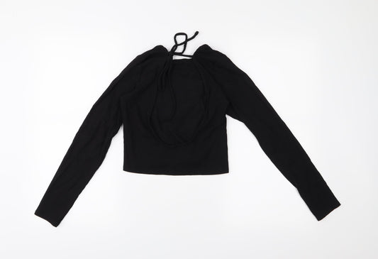 MONKL Womens Black   Cropped Blouse Size S