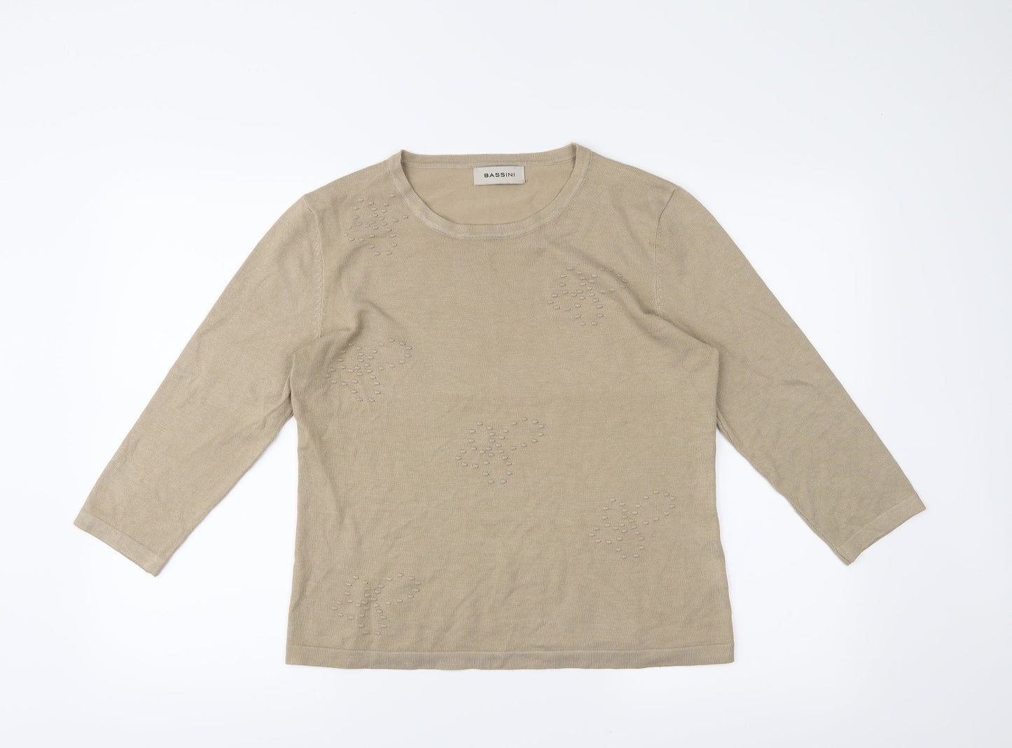 BASSINI Womens Beige   Basic T-Shirt Size M