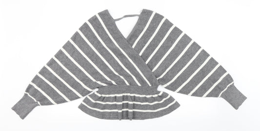 Newlook Womens Grey Striped  Pullover Jumper Size S