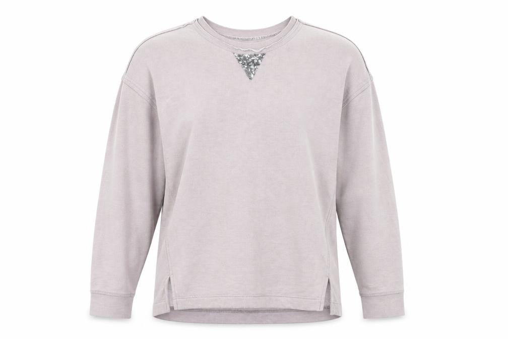 Front view of Next women’s purple pullover sweatshirt, size UK 6