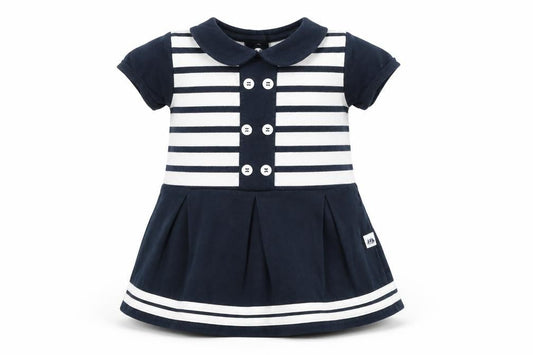 Front view of Hublot girls’ blue striped a-line, size 18, months