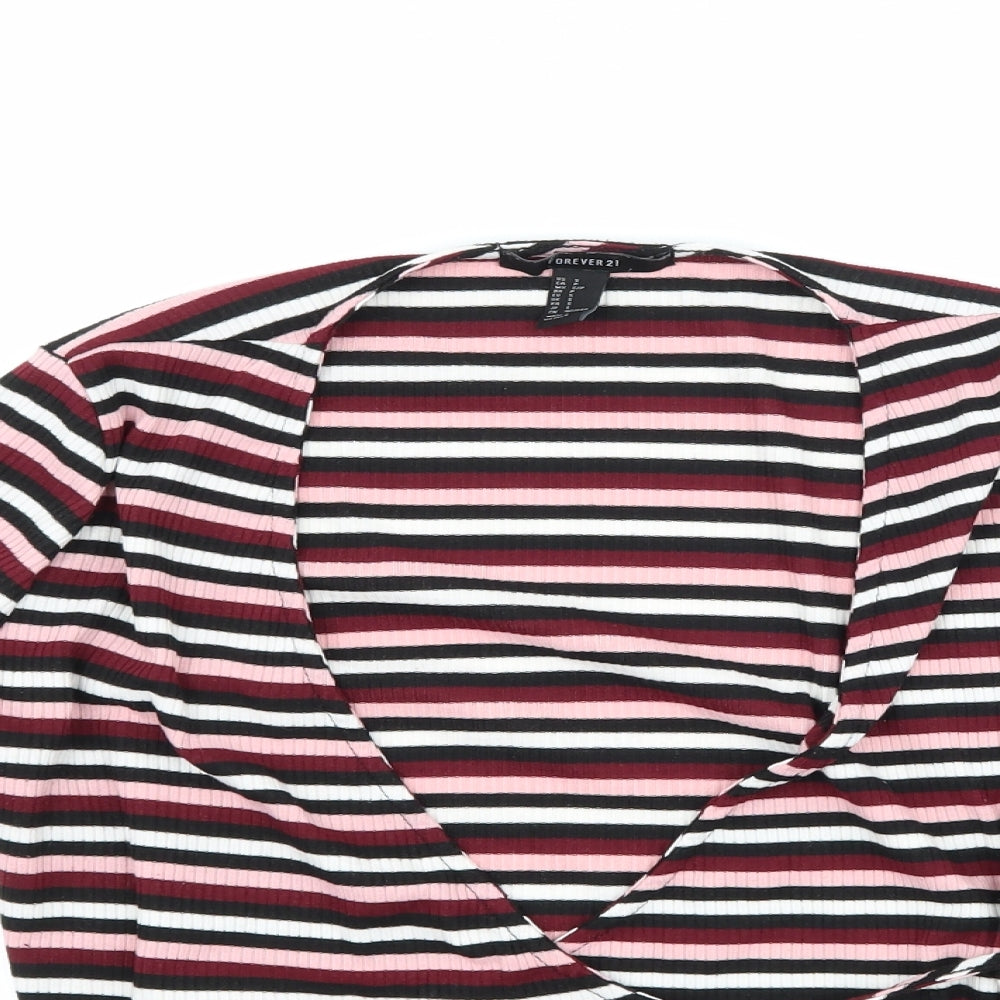 FOREVER 21 Womens Pink Striped  Wrap T-Shirt Size S
